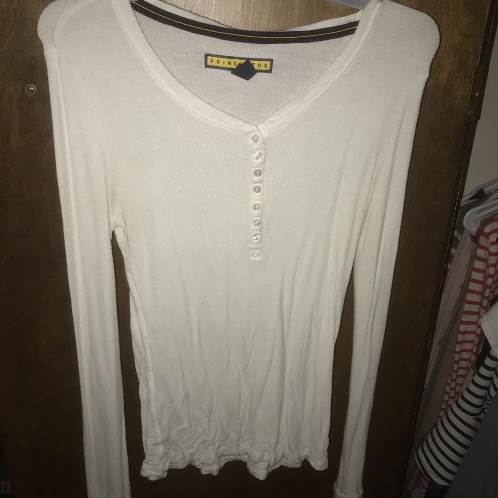 White button-up long sleeve Henley